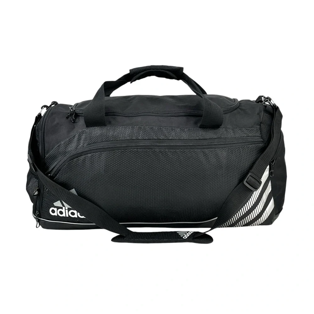 Vintage Adidas Black Large Duffle Duffel Travel Bag w/ Removable Shoulder Strap